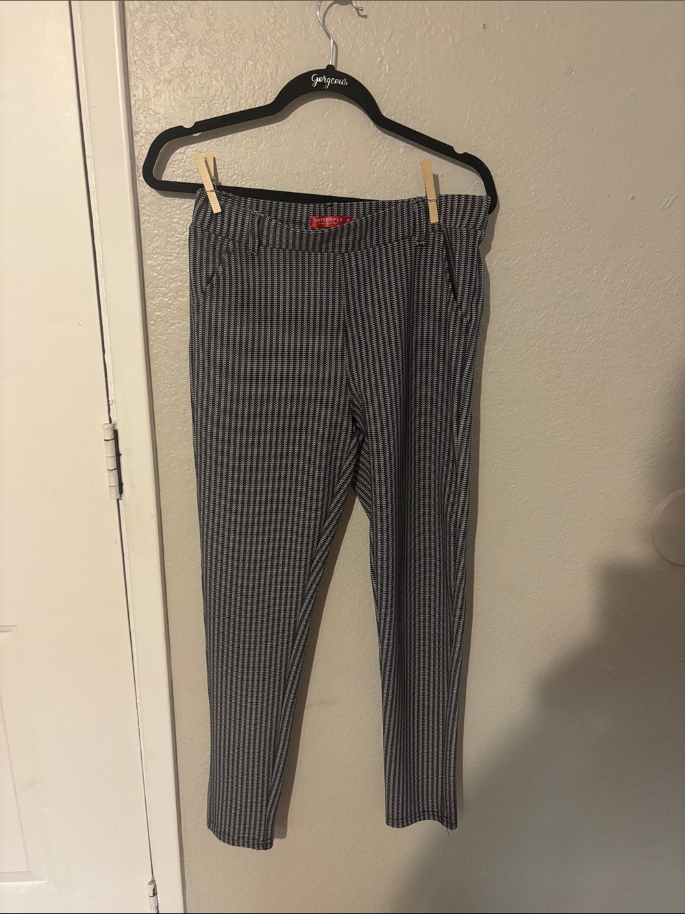 Butterfly by Matthew Williamson Black and White Striped Pants